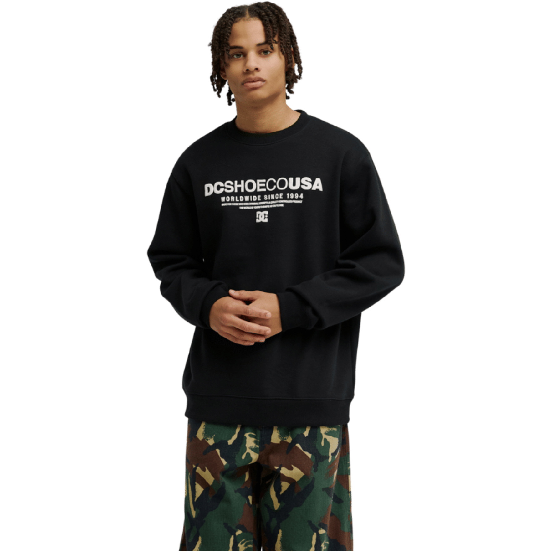 2026 DC Shoes Mens DC Heritage Font Sweatshirt EDYSF03288-KVJ0 - Black